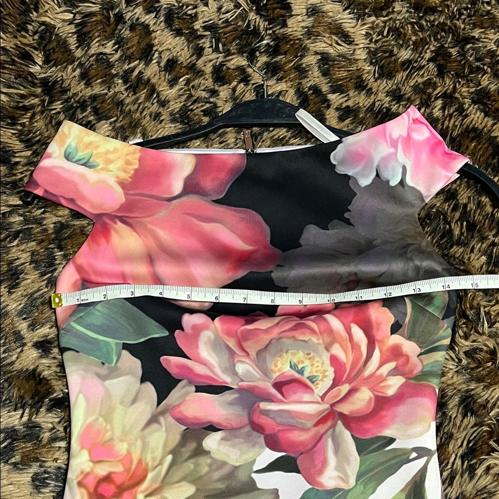 Ted Baker Black and Pink Floral Midi Dress - Picture 8 of 11